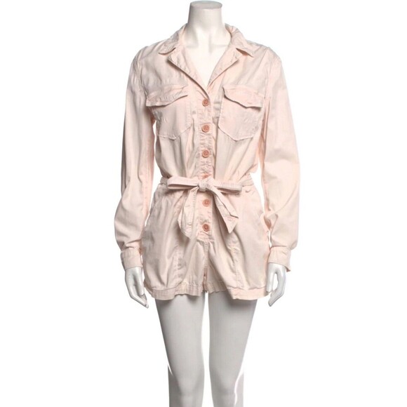 Veronica Beard USA Belted Romper Pink Washout Cotton Stretchy Women's Size XL - Picture 1 of 13